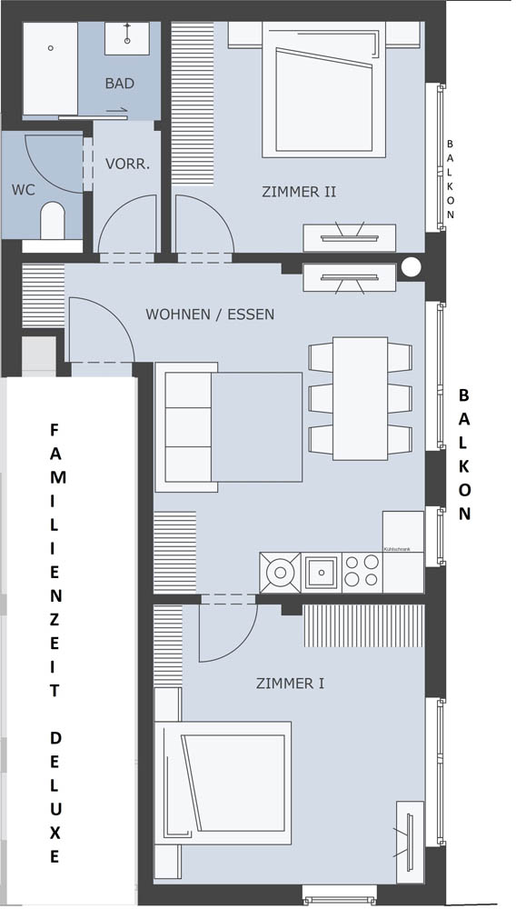 Grundriss Apartment Familienzeit deluxe im EG