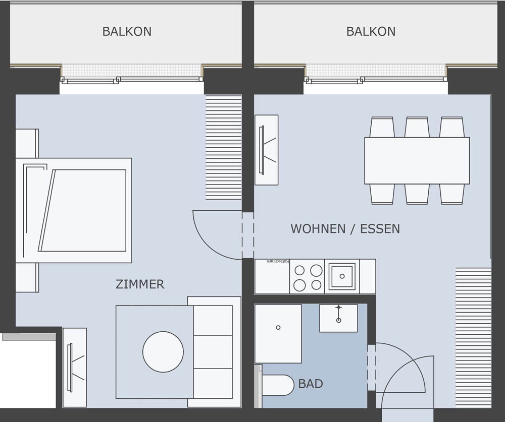 Layout Apartment Waldrausch deluxe on 1st floor